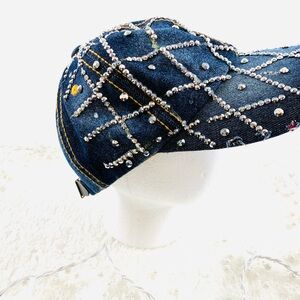 🌹XL Denim Rhinestone Studded Baseball Ladles Cap